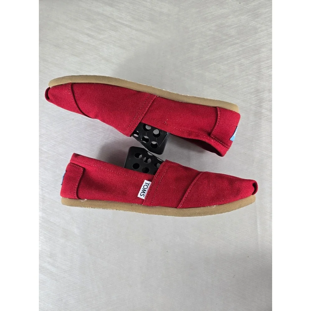 TOMS Alpargata Red Canvas Slip On Shoes Womens Size 7 1000380319-11 Flat Sneaker